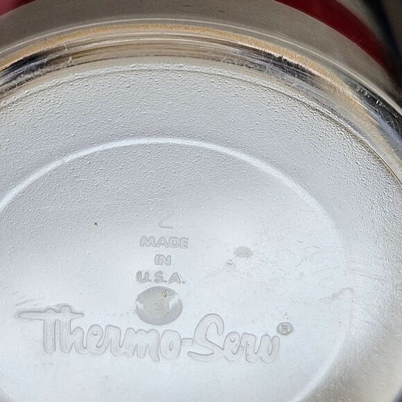 Vintage 70's Thermo-Serv Nautical Red White Blue Plastic Tall Tumblers Set of 4 - Picture 3 of 6